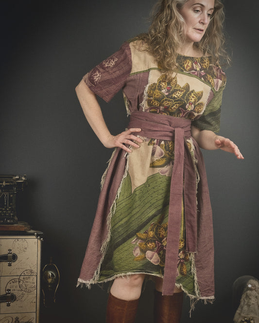 Tropical Orchid - Dress + Headband + Clutch set