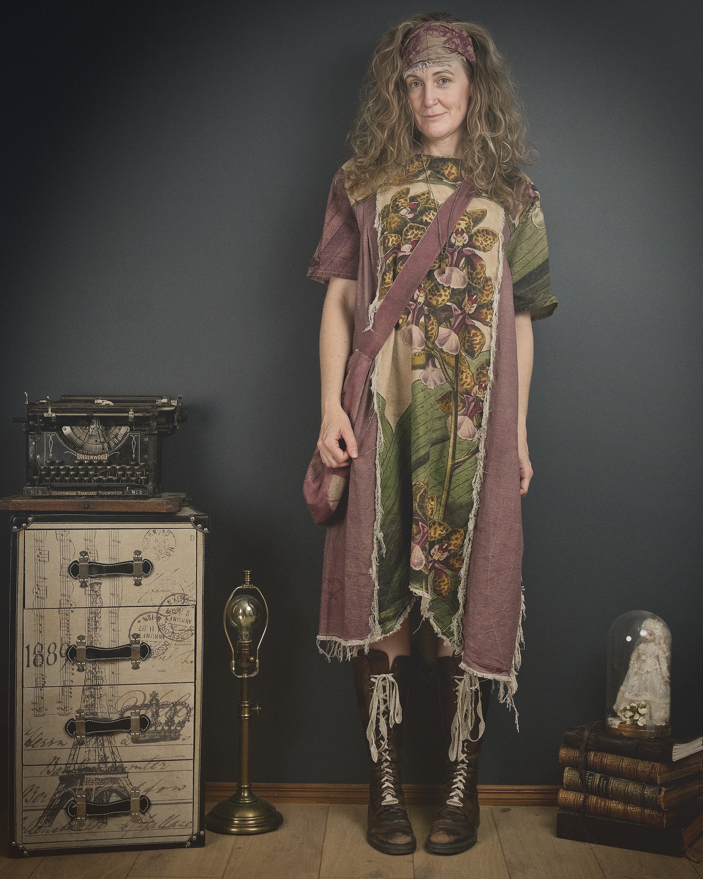 Tropical Orchid - Dress + Headband + Clutch set