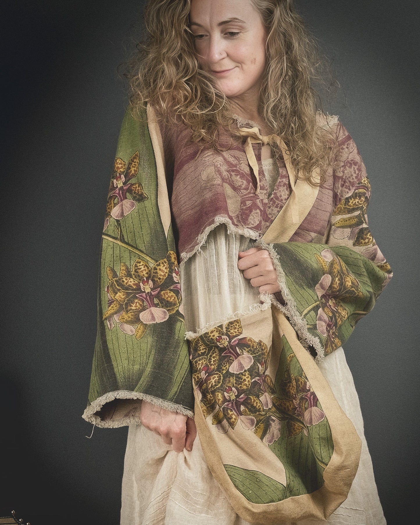 Tropical Orchid - Reversible Jacket + Headband + Tote Bag set