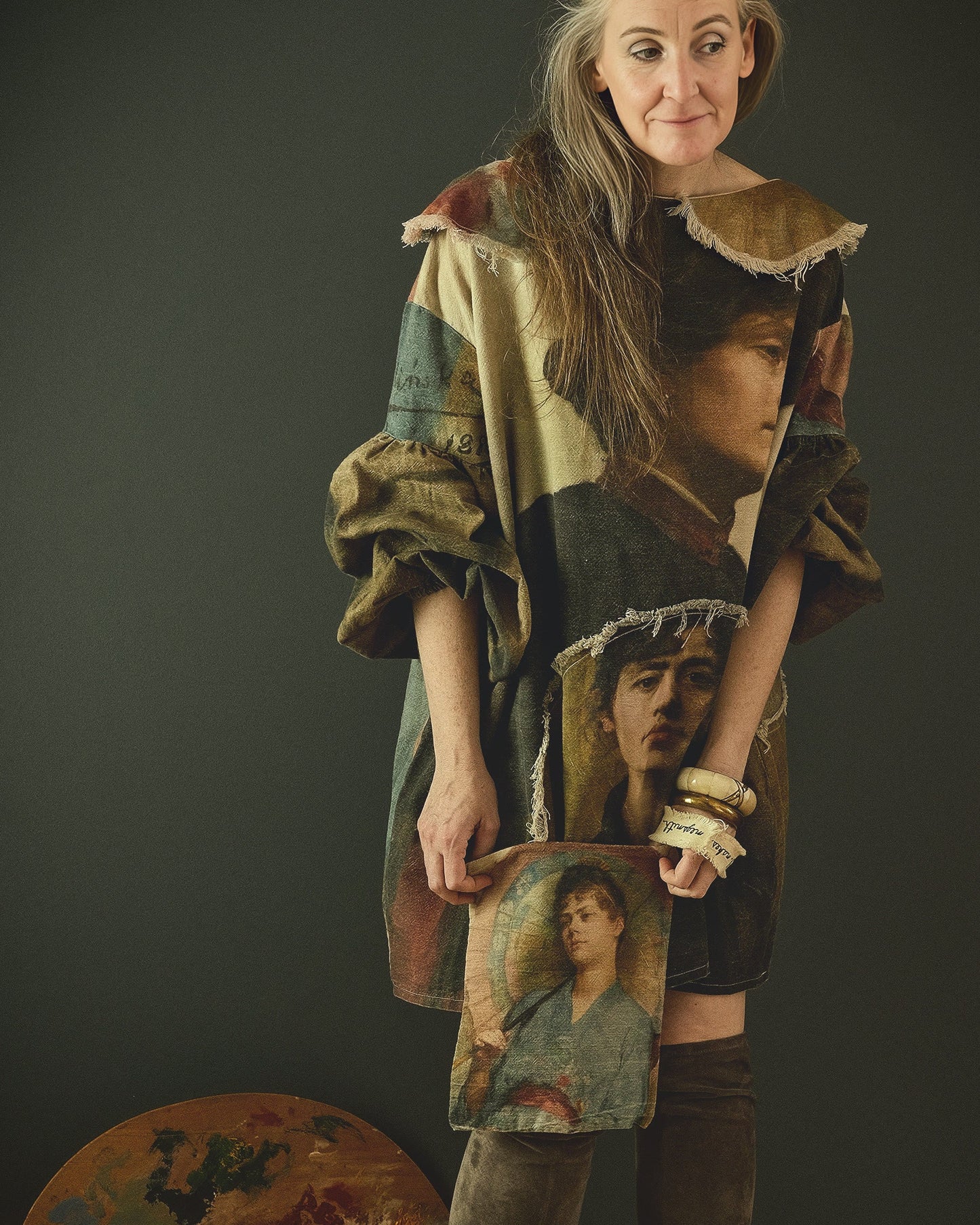Anna MEMENTO cotton linen slow fashion dress featuring beautiful 19th century artwork
