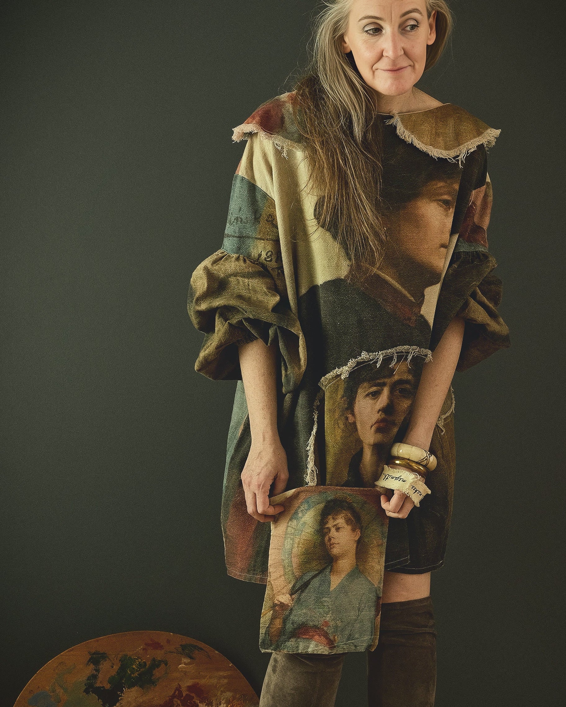 Anna MEMENTO cotton linen slow fashion dress featuring beautiful 19th century artwork