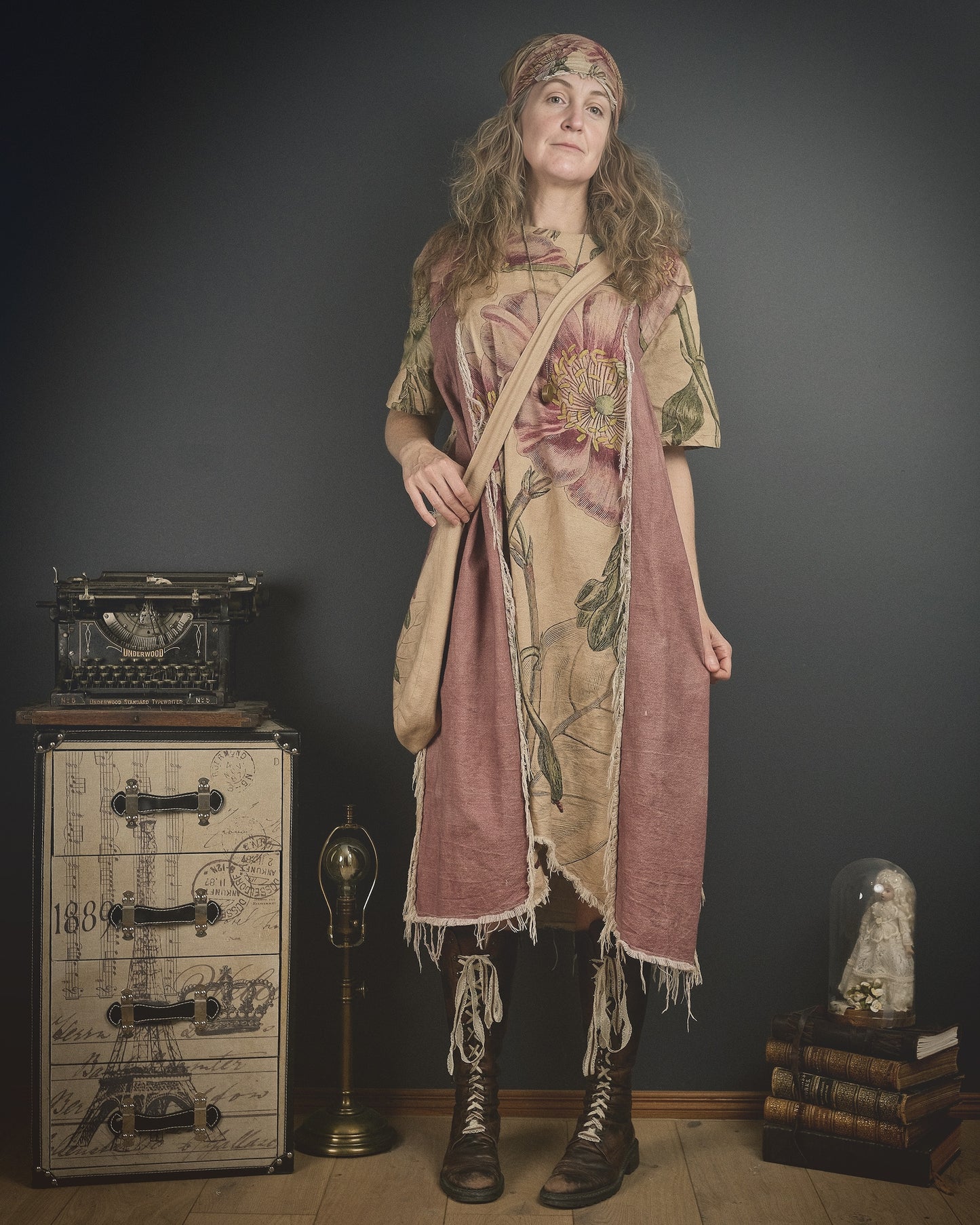 Common Poppy - Dress + Headband + Clutch set