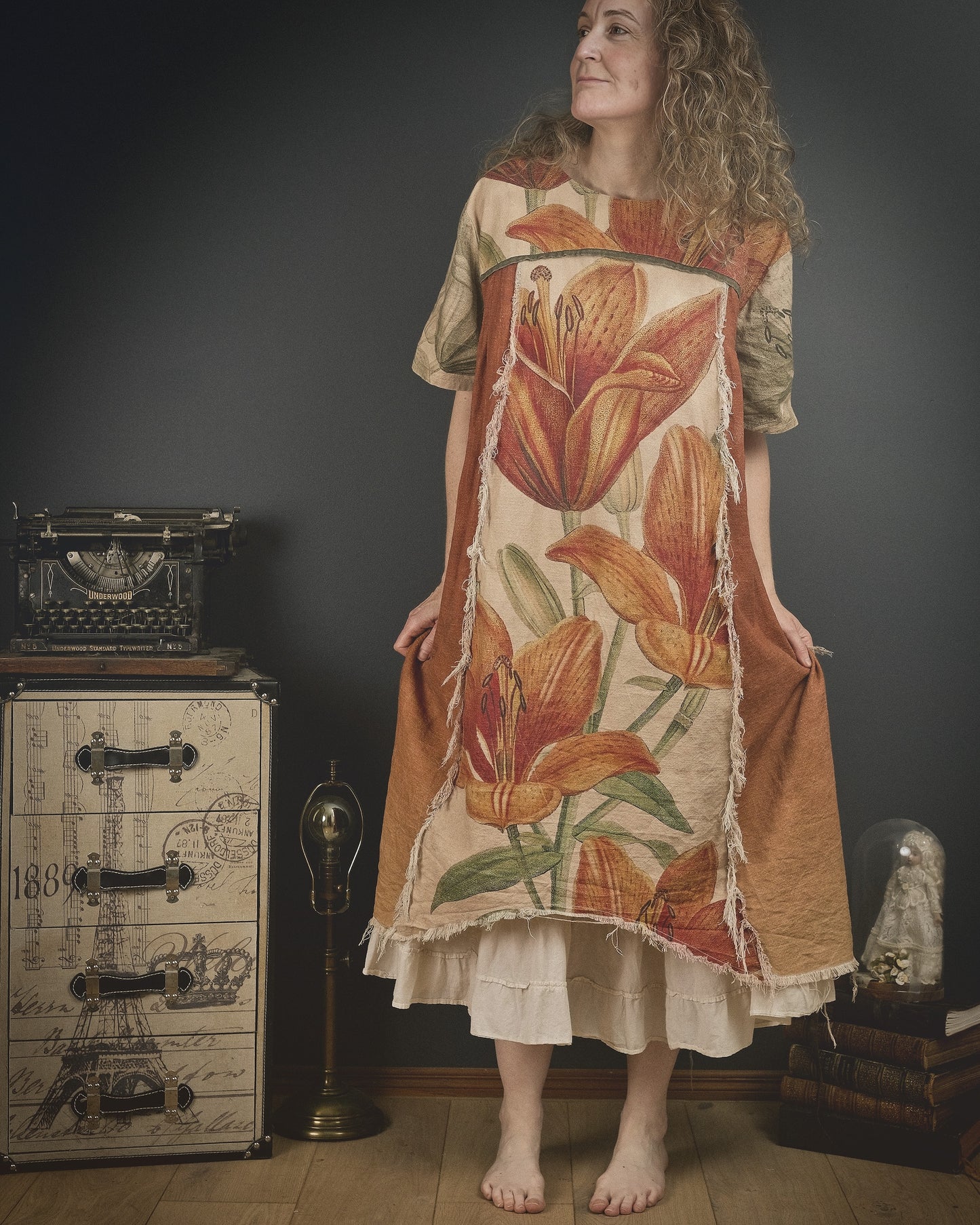 Fire Lily - Dress + Headband + Clutch set