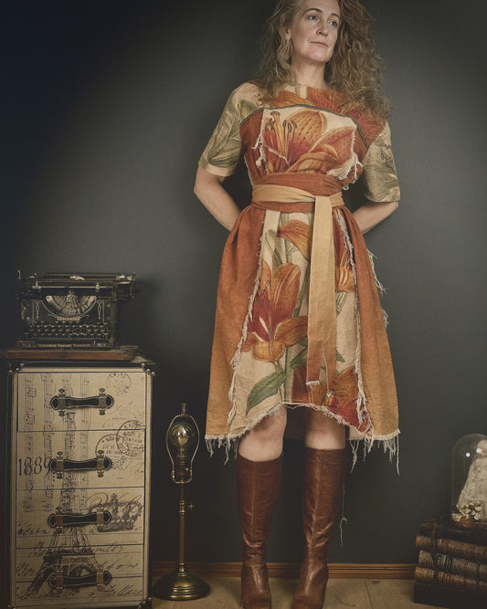 Fire Lily - Dress + Headband + Clutch set