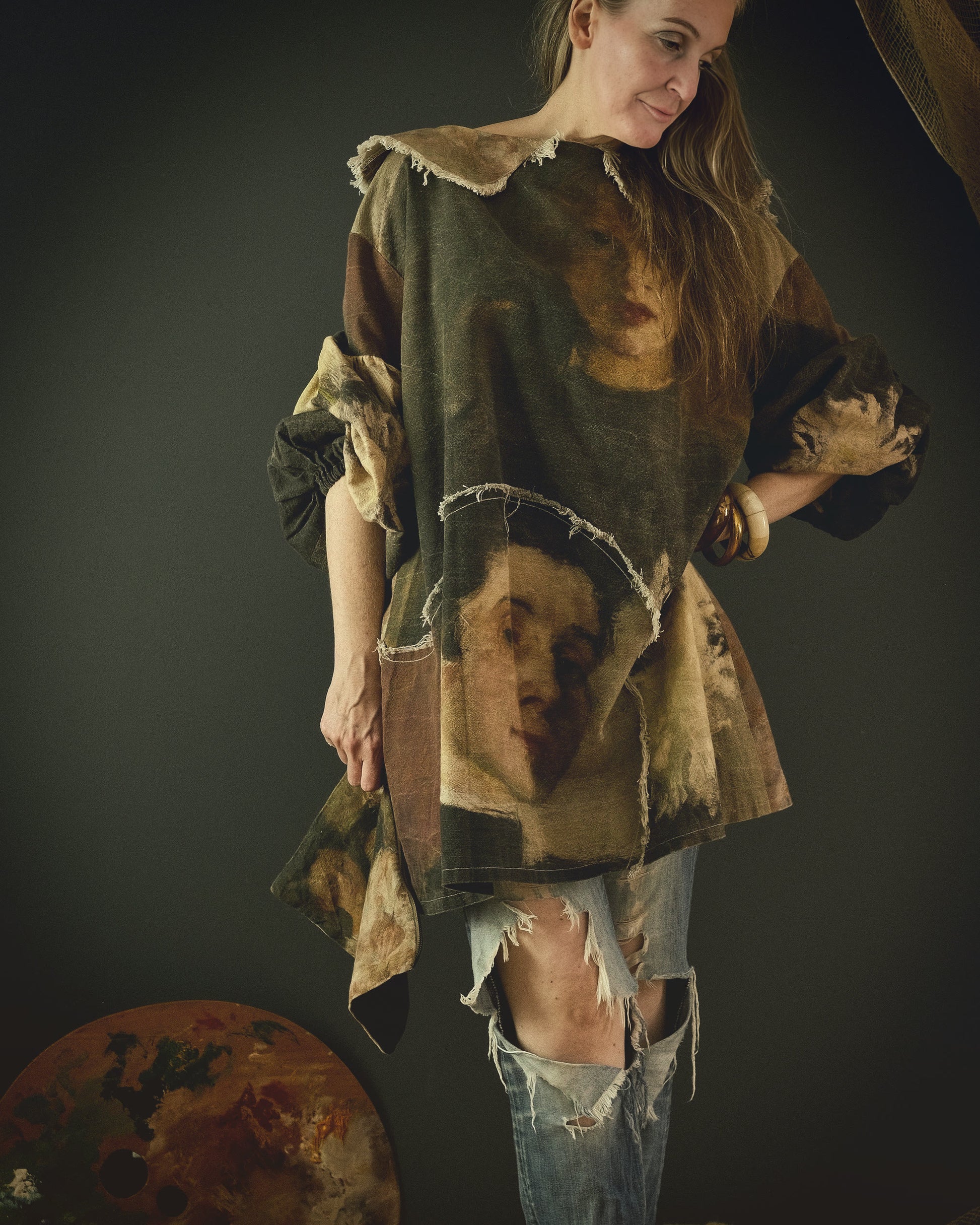 women's cotton linen dress printed with beautiful 19th century artwork