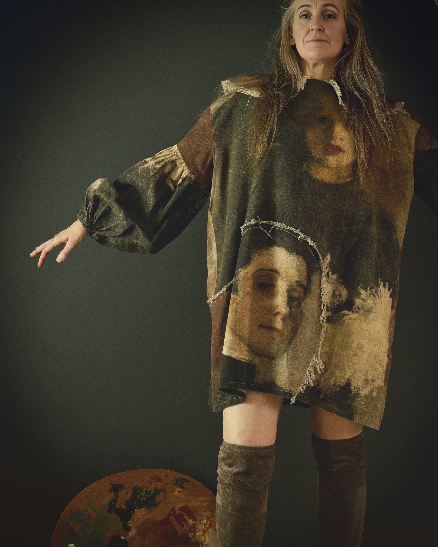women's cotton linen dress printed with beautiful 19th century artwork