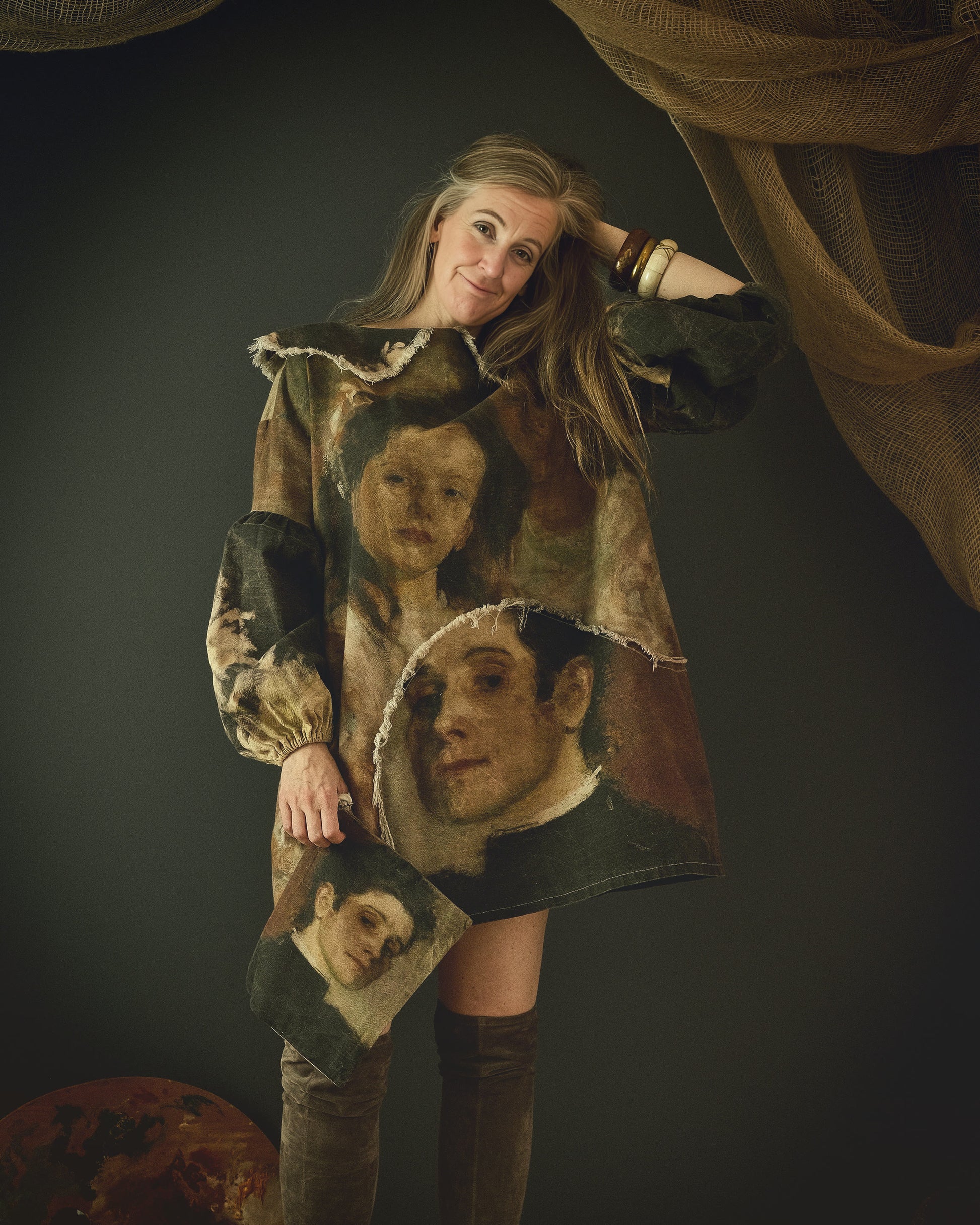 women's cotton linen dress printed with beautiful 19th century artwork