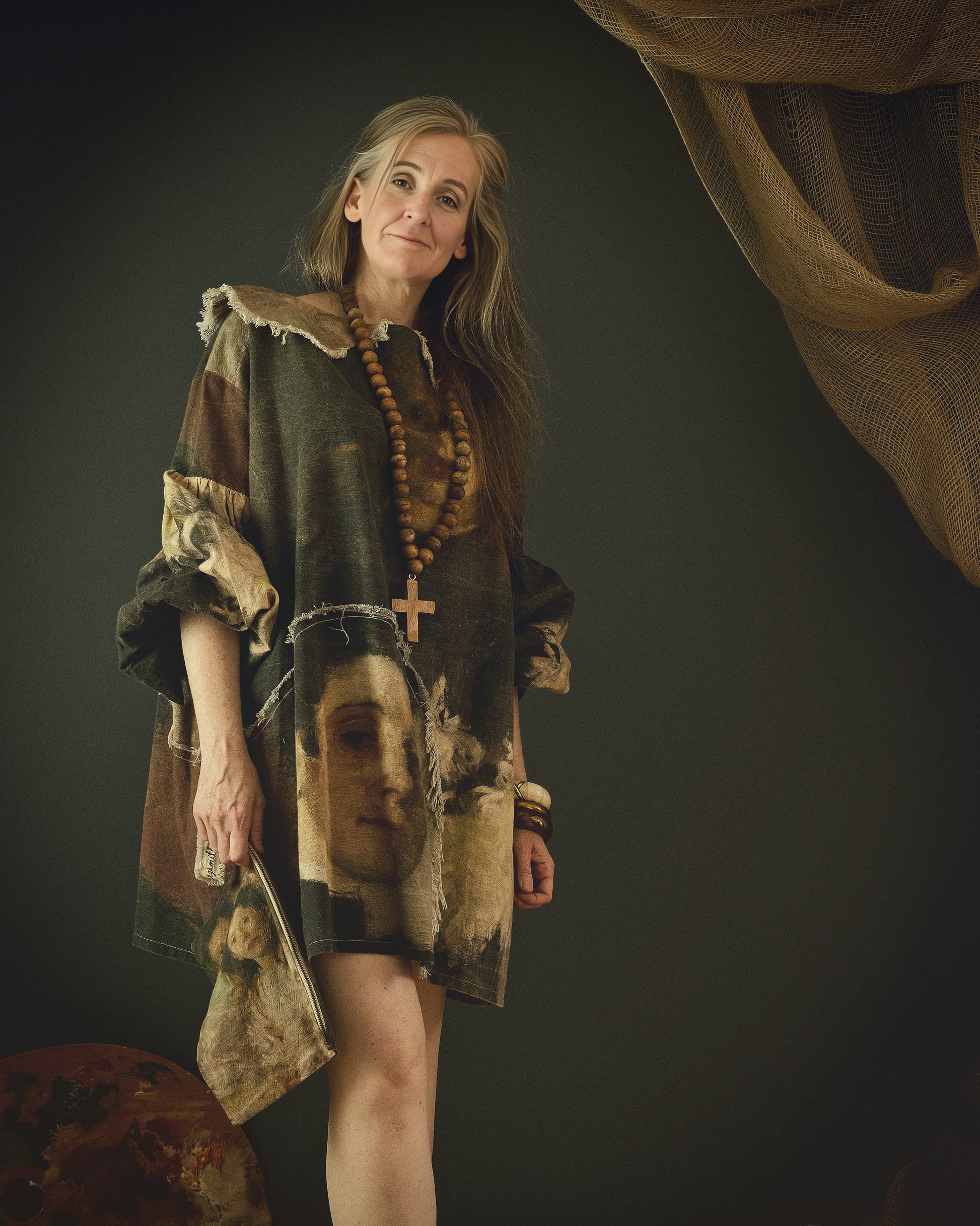 women's cotton linen dress printed with beautiful 19th century artwork