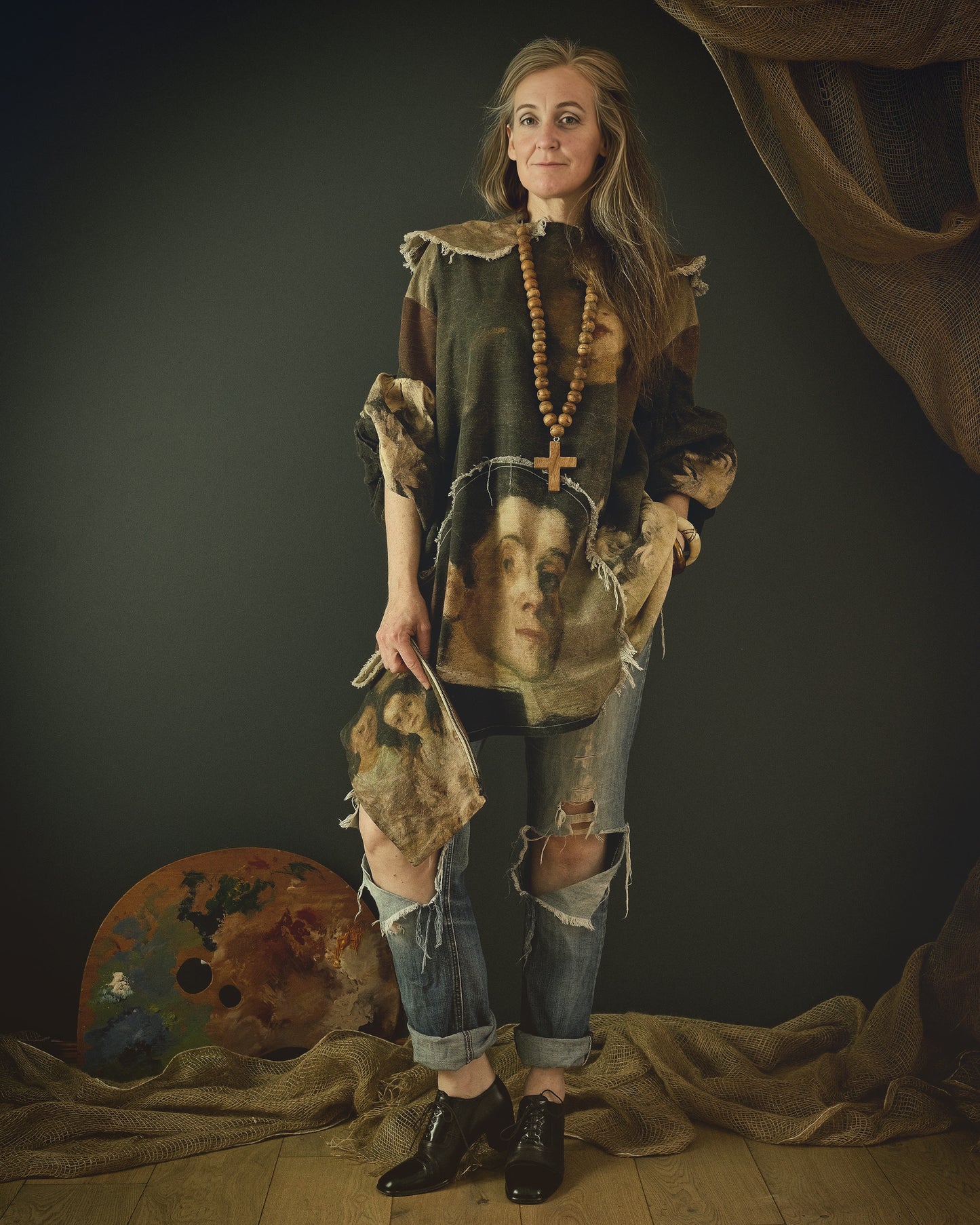 women's cotton linen dress printed with beautiful 19th century artwork
