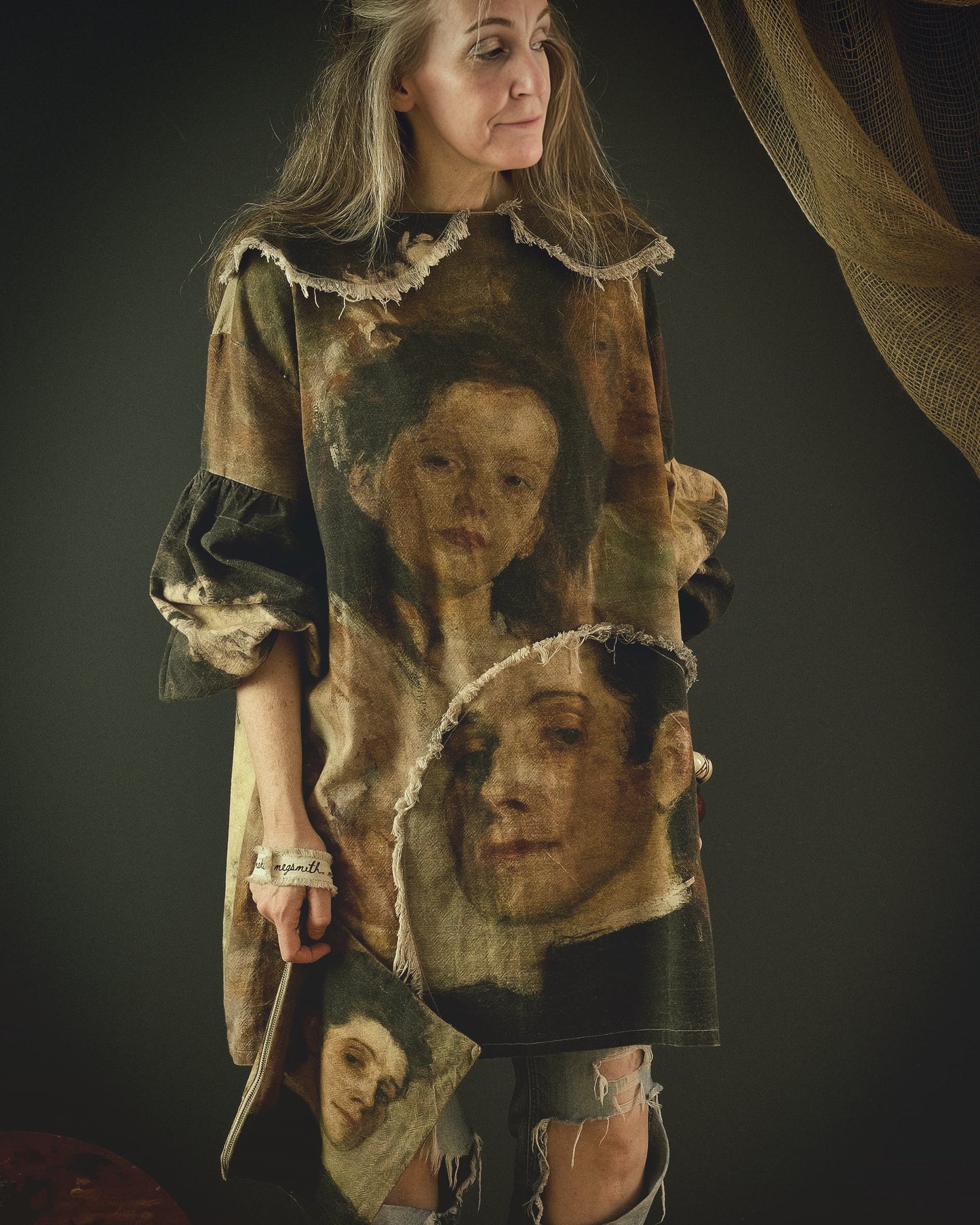 women's cotton linen dress printed with beautiful 19th century artwork