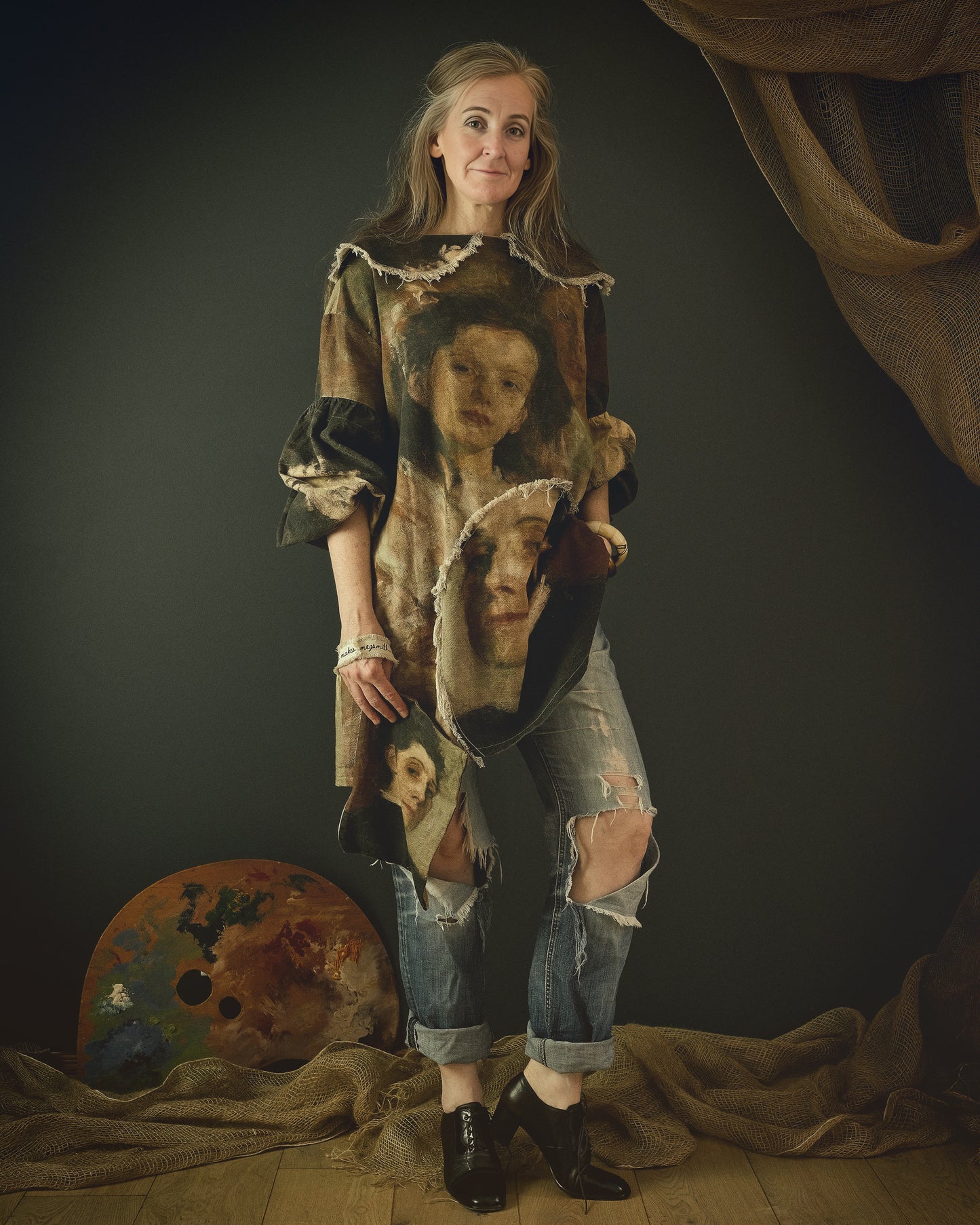 women's cotton linen dress printed with beautiful 19th century artwork