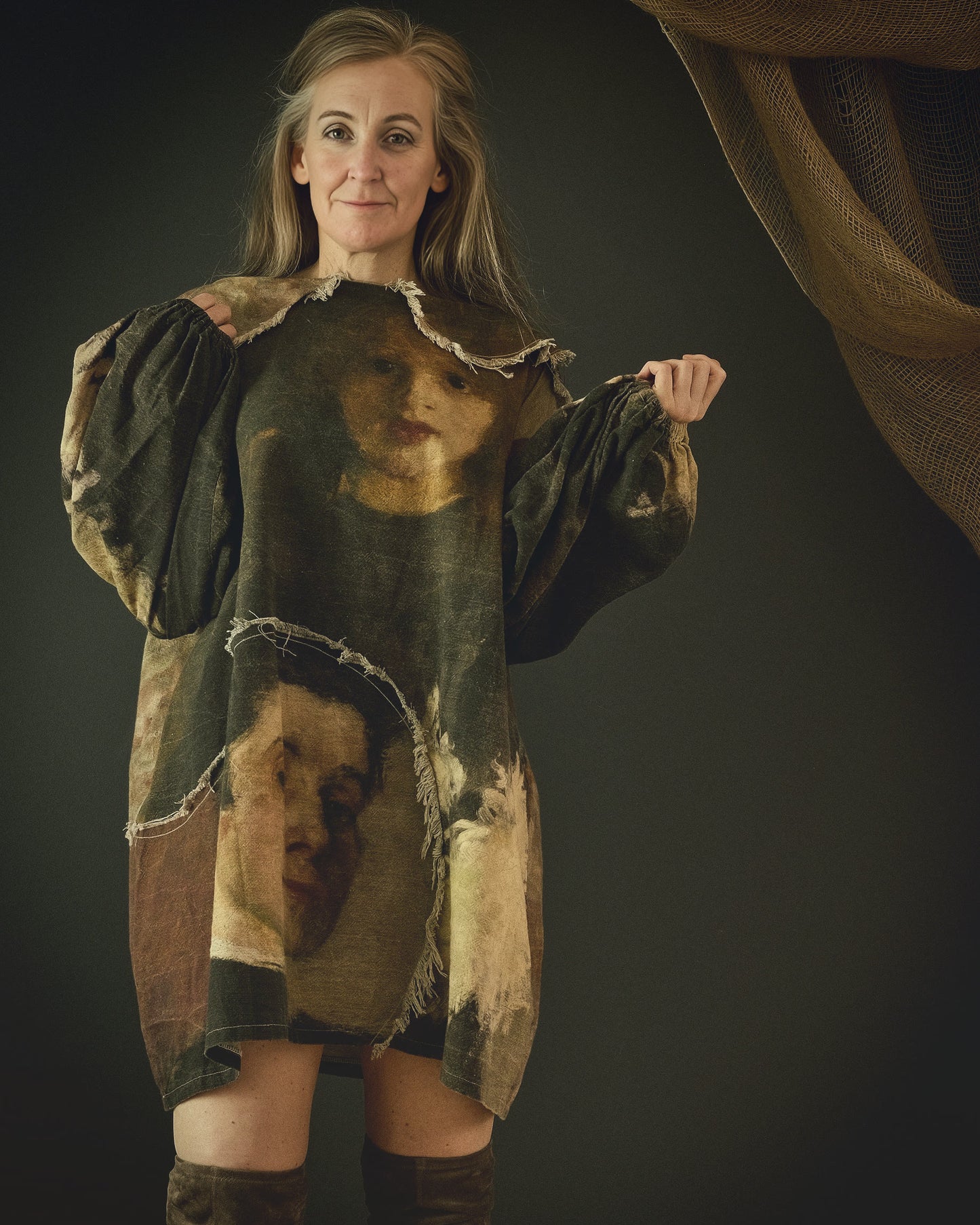 women's cotton linen dress printed with beautiful 19th century artwork