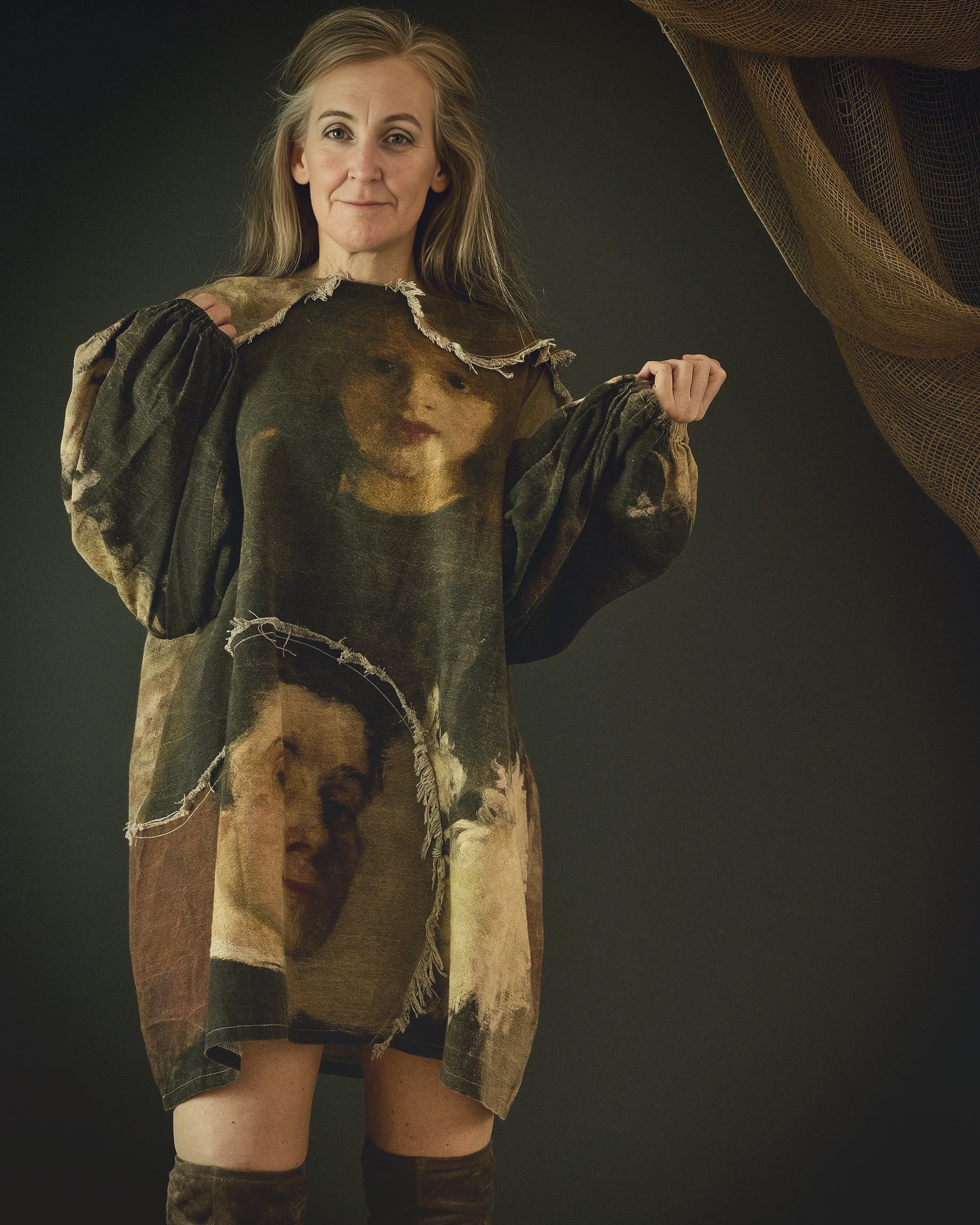 women's cotton linen dress printed with beautiful 19th century artwork
