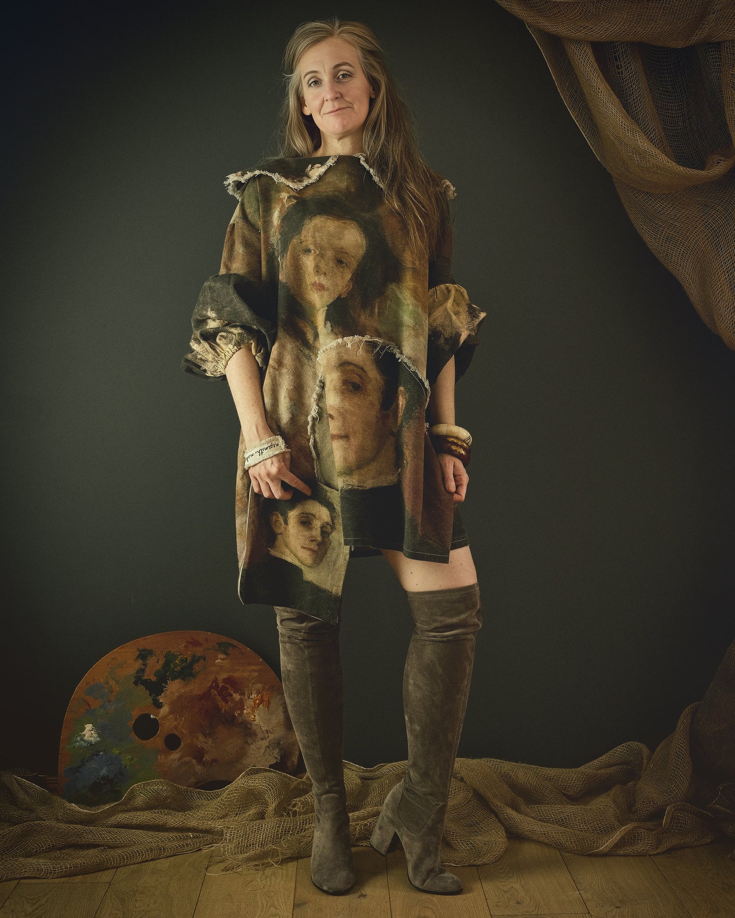 women's cotton linen dress printed with beautiful 19th century artwork