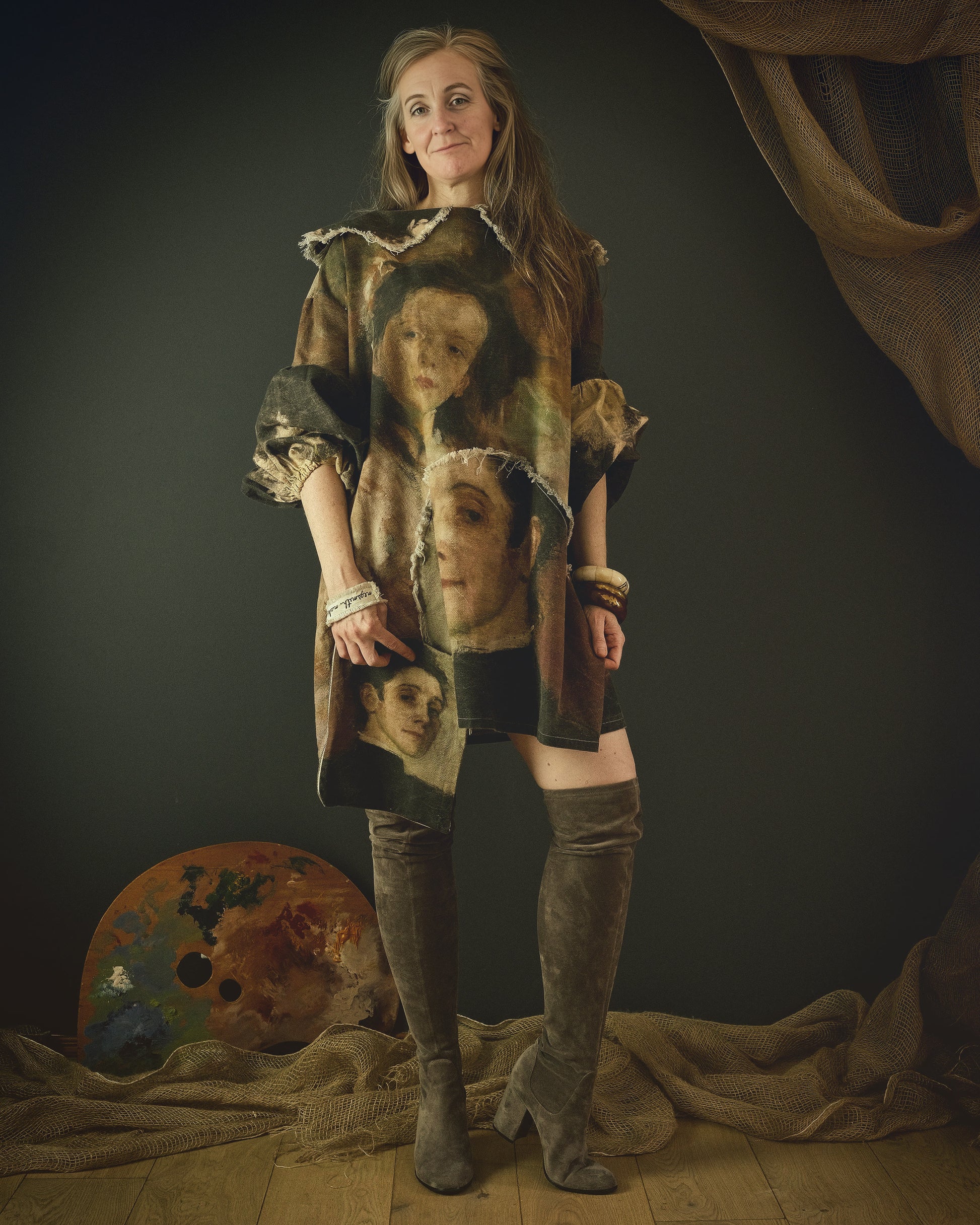 women's cotton linen dress printed with beautiful 19th century artwork