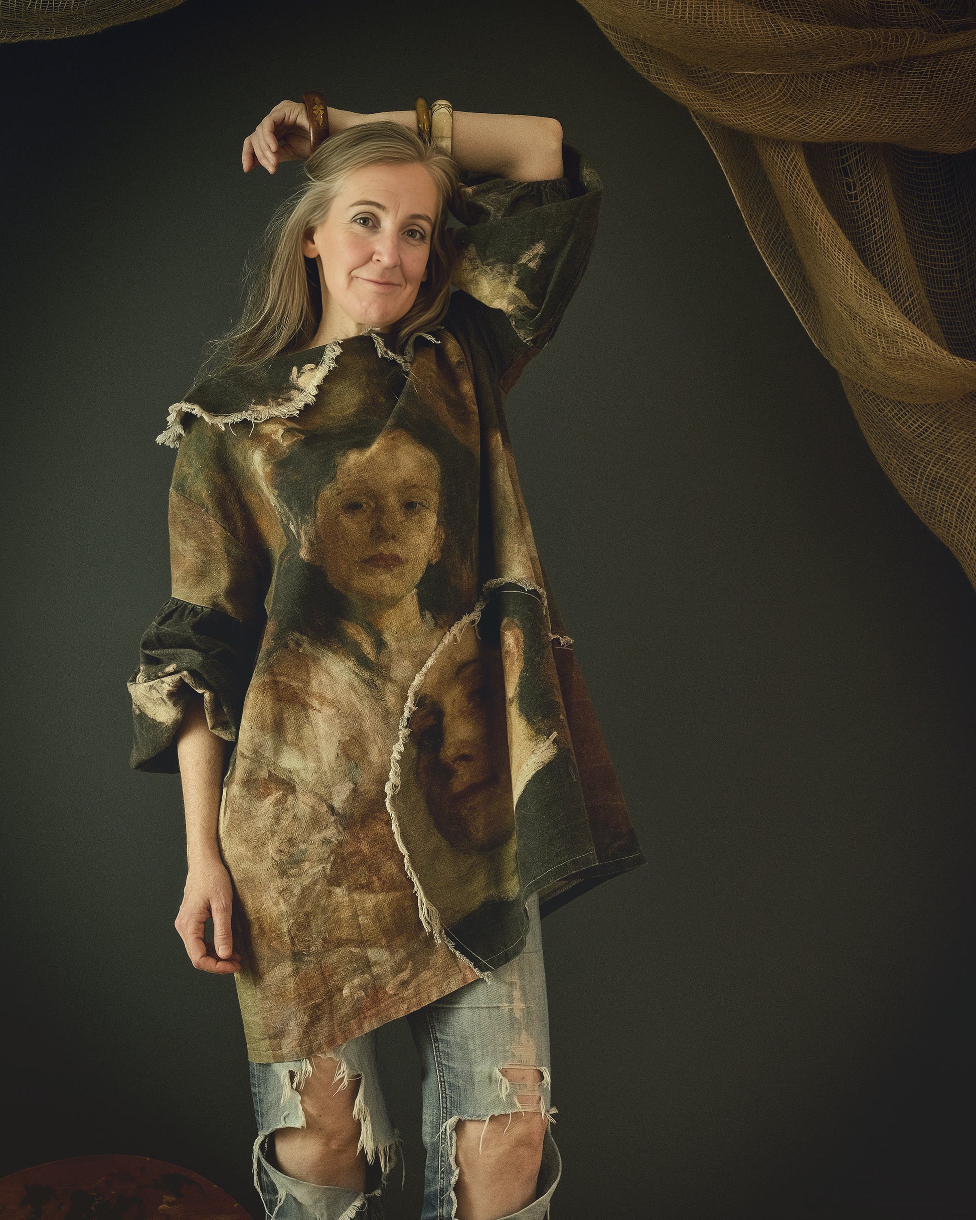 women's cotton linen dress printed with beautiful 19th century artwork