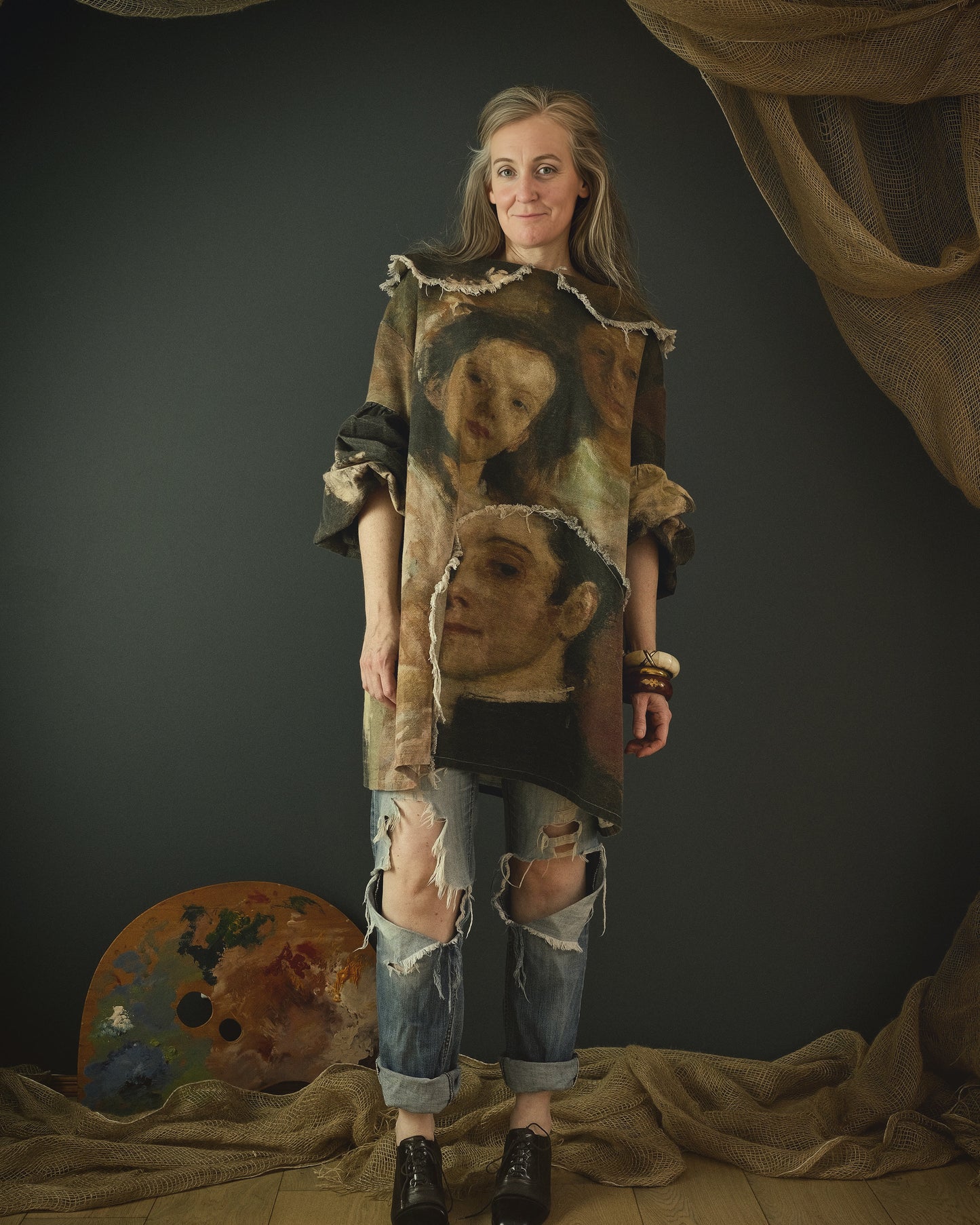 women's cotton linen dress printed with beautiful 19th century artwork
