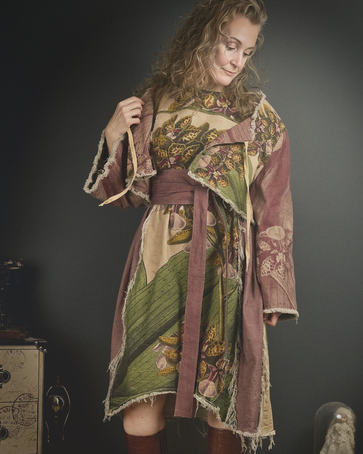 Tropical Orchid - Dress + Headband + Clutch set