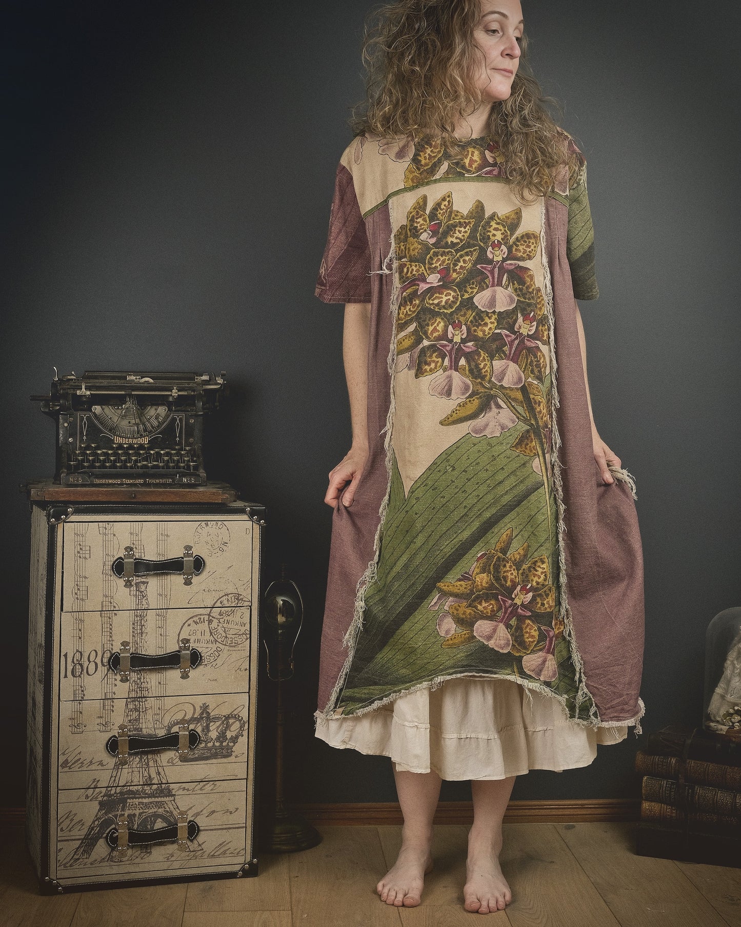 Tropical Orchid - Dress + Headband + Clutch set