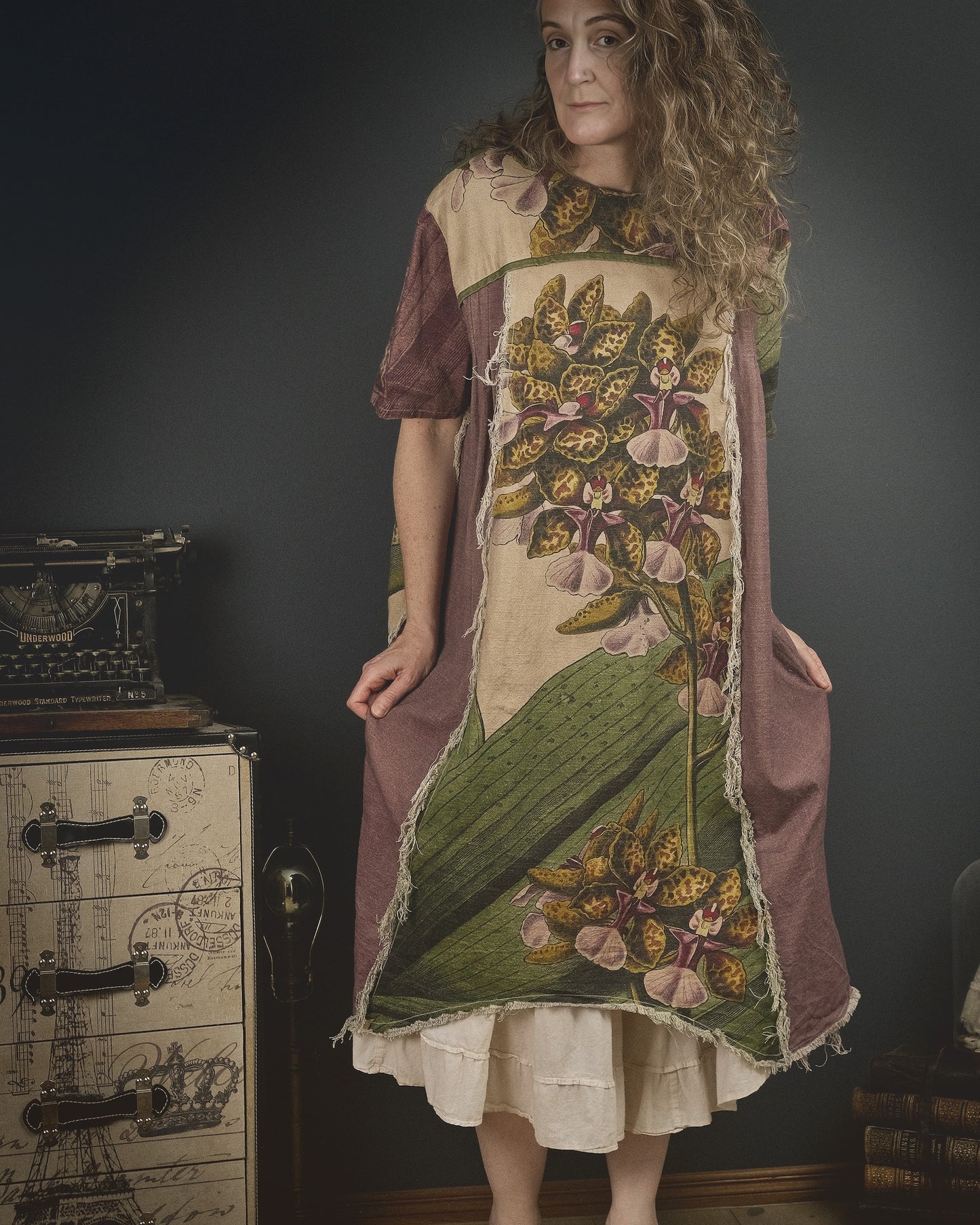 Tropical Orchid - Dress + Headband + Clutch set